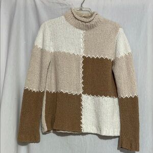 Designers Studio Originals women’s elegant
 Patchwork Turtleneck Sweater small
